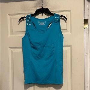 Tek Gear Blue Racerback Shelf Bra Tank Top Size Large Blue